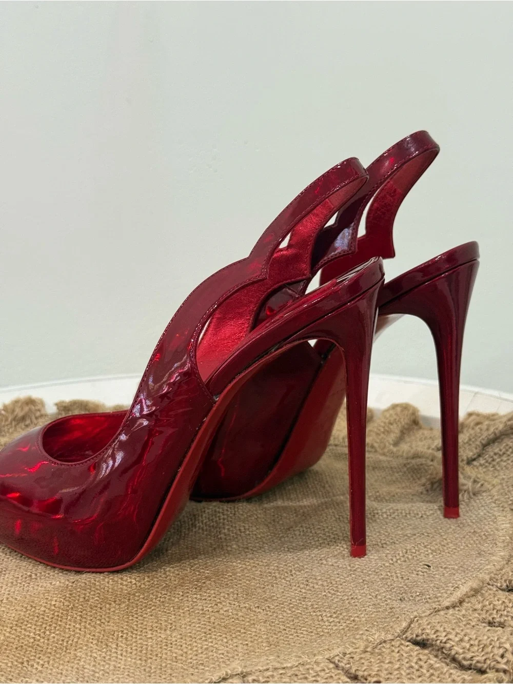 SOLD - Christian Louboutin Hot Chick Peep Toe Slingback Platform Heels – Size 35